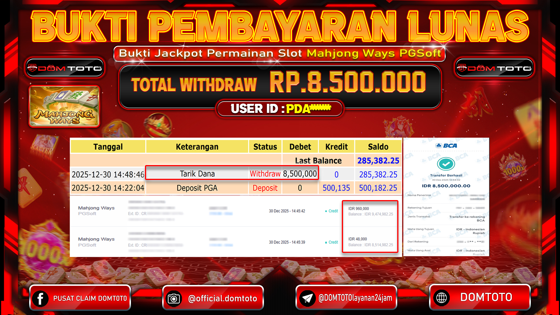 JACKPOT SLOT Mahjong Ways PGSoft  30 DECEMBER 2025